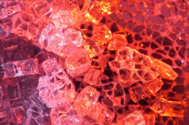 Soyut kırmızı buz desenli arkaplanın üst görünümü