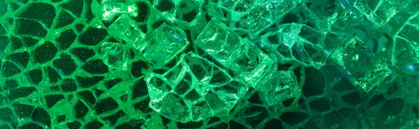 Horní Pohled Abstraktní Zelený Led Texturované Pozadí Panoramatický Snímek — Stock fotografie