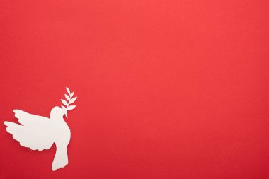 Beyaz güvercinin kırmızı zemin üzerindeki barış sembolü olarak en üstteki görünümü
