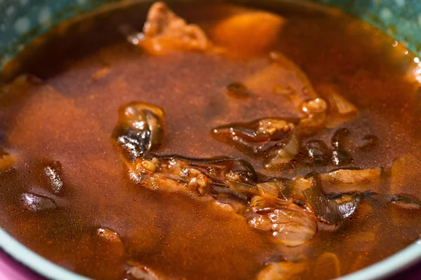 Close Spicy Ramen Soup Bowl — Stock Photo, Image