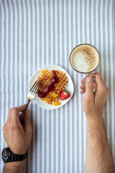 Person having breakfast — Stock Photo