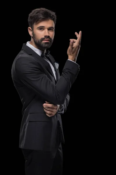 Businessman in black suit — Stock Photo