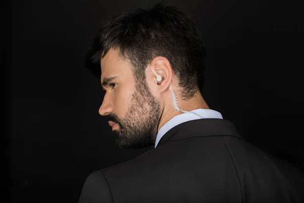 Secret service agent with earphone — Stock Photo