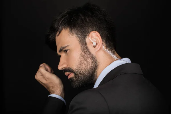 Agente del servicio secreto con auriculares - foto de stock