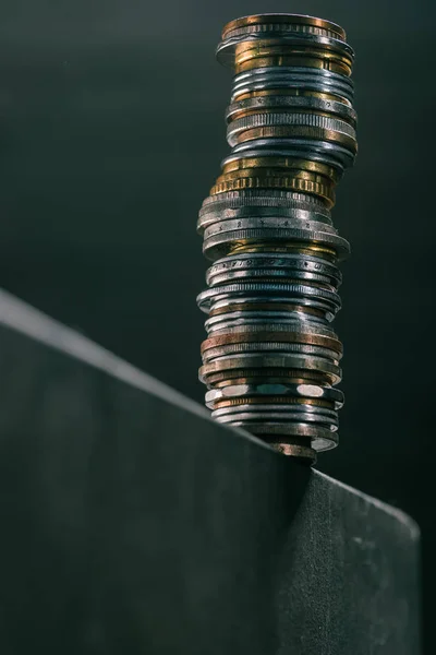 Stack of coins on table — Stock Photo