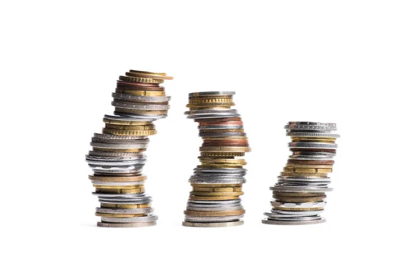 Stacks of various coins — Stock Photo