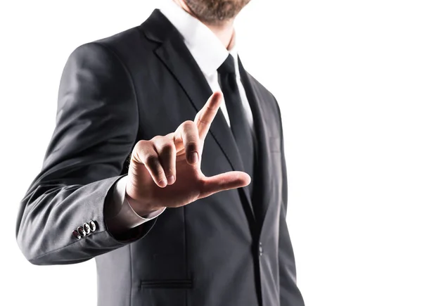 Businessman pointing with finger — Stock Photo