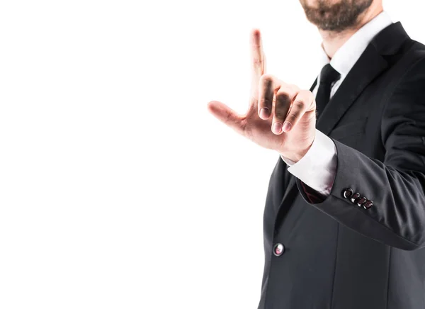 Businessman pointing with finger — Stock Photo