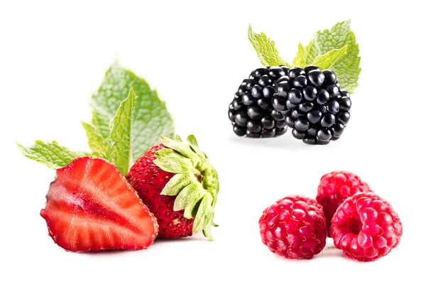 Коллаж из различных ягод — стоковое фото