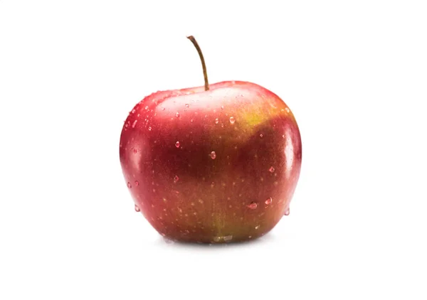 Manzana madura con gotas de agua - foto de stock