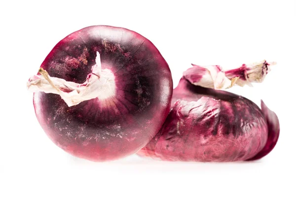 Duas cebolas vermelhas maduras frescas — Fotografia de Stock