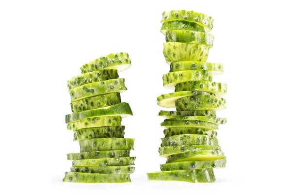 Two stacks of sliced cucumbers — Stock Photo