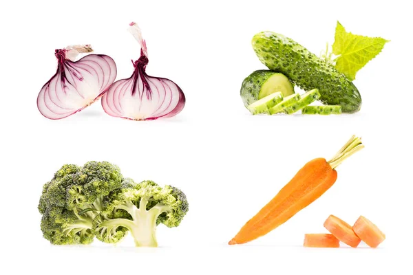 Collage de varias verduras frescas - foto de stock