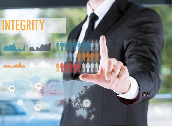 Empresario señalando con el dedo - foto de stock