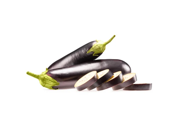 Raw sliced eggplants — Stock Photo