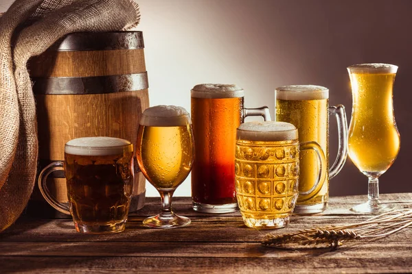 Assortment of beer in glasses — Stock Photo