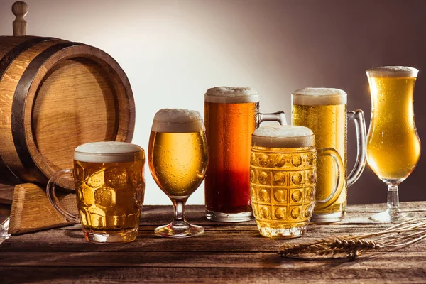 Assortment of beer in glasses — Stock Photo