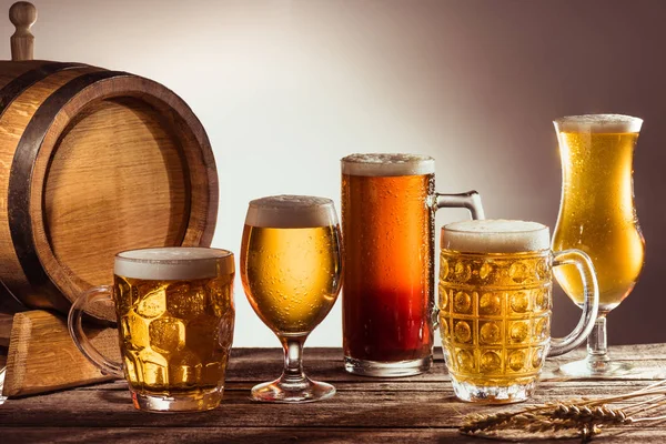 Assortment of beer in glasses — Stock Photo