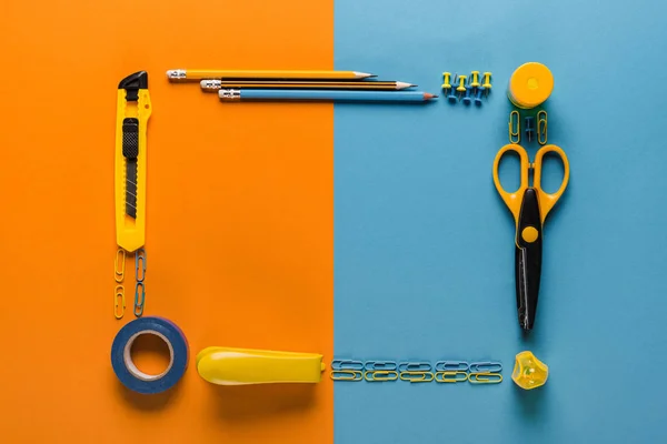 Frame made of school supplies — Stock Photo