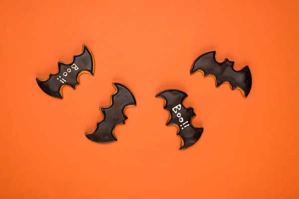 Galletas de murciélagos de Halloween - foto de stock