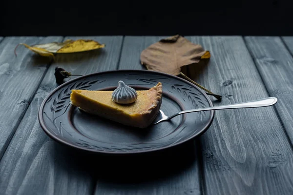 Piece of pumpkin pie — Stock Photo