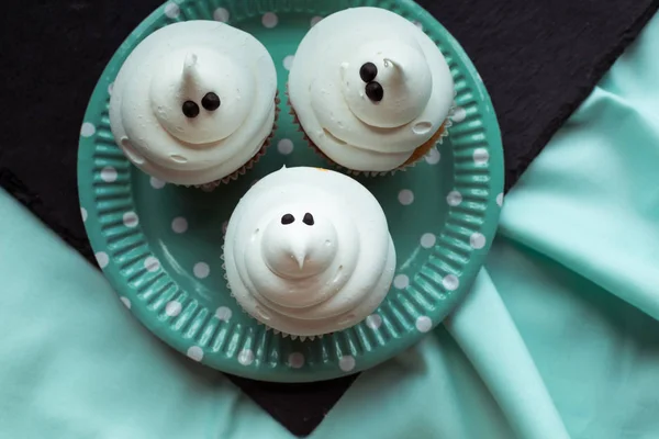Cupcakes fantôme Halloween — Photo de stock