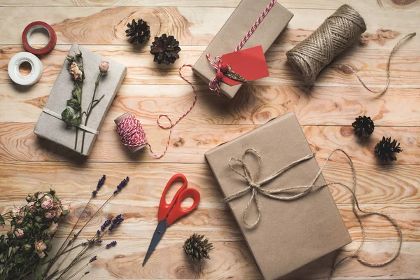 Christmas gift and decorations — Stock Photo
