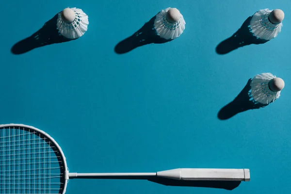 Badminton racket and shuttlecocks — Stock Photo