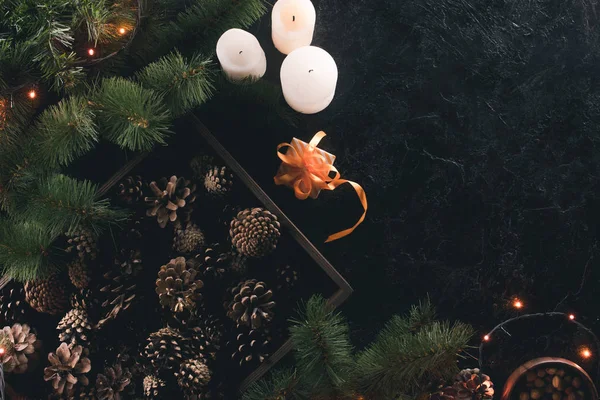 Present and christmas decorations — Stock Photo
