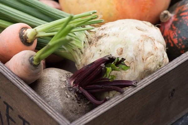 Стиглі овочі в коробці — стокове фото