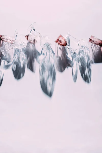 Crystal glasses casting shadows — Stock Photo