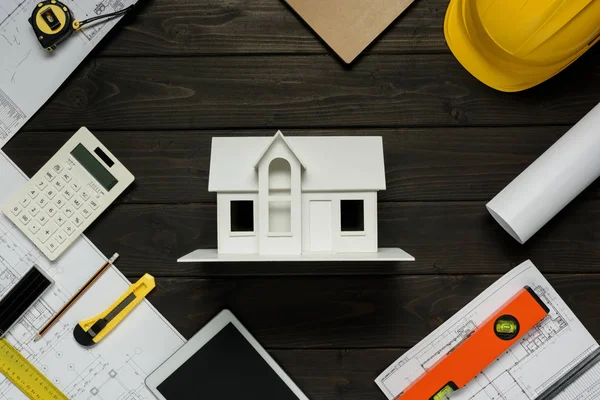 House model and architectural equipment — Stock Photo