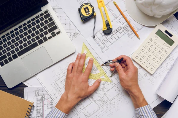 Architect working on architectural project — Stock Photo