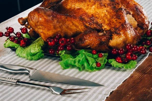 Baked turkey for thanksgiving day — Stock Photo