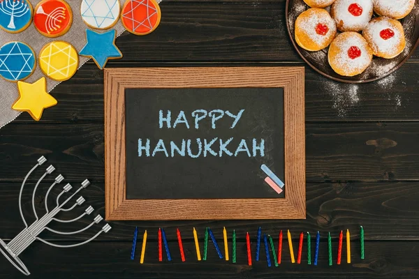 Quadro com feliz hanukkah — Fotografia de Stock