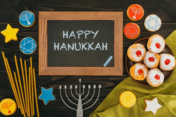 Frame with happy hanukkah — Stock Photo