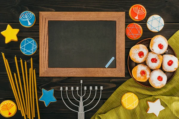 Quadro negro no quadro para hanukkah — Fotografia de Stock