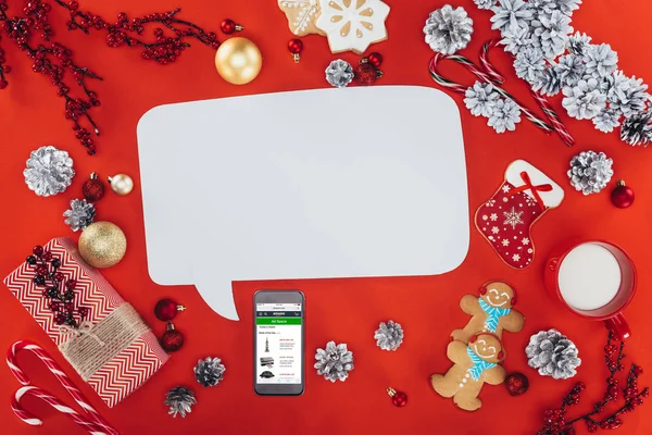 Burbuja de discurso en blanco en Navidad - foto de stock