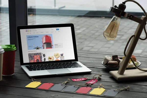 Laptop with ebay website — Stock Photo