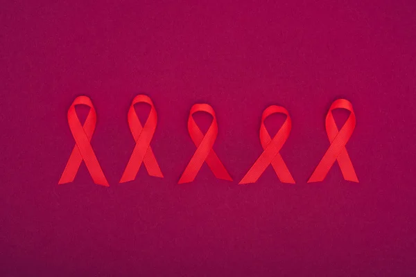 Red aids ribbons — Stock Photo