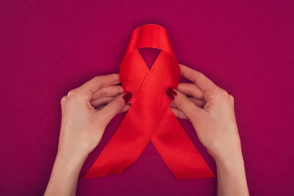 Big red aids ribbon — Stock Photo