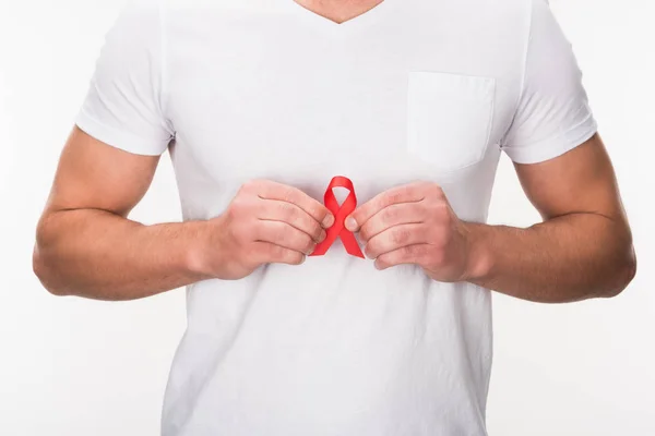 Red aids ribbon — Stock Photo