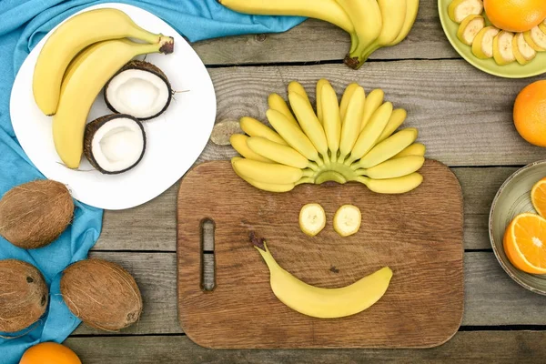 Funny face from bananas — Stock Photo