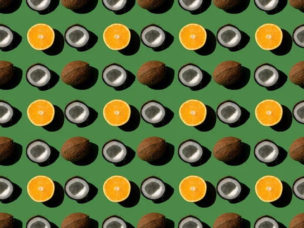 Orangen und Kokosnüsse Muster — Stockfoto