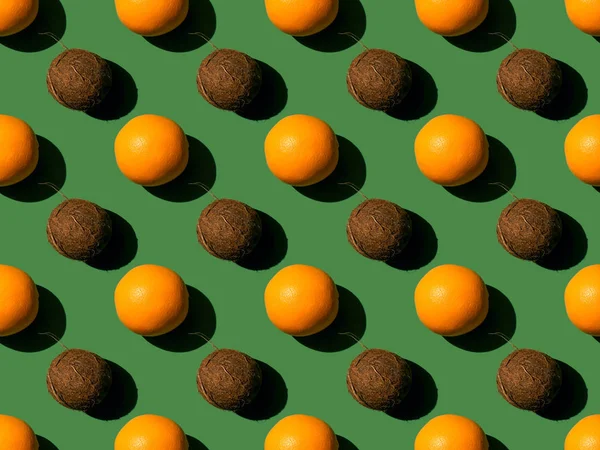 Oranges and coconuts pattern — Stock Photo