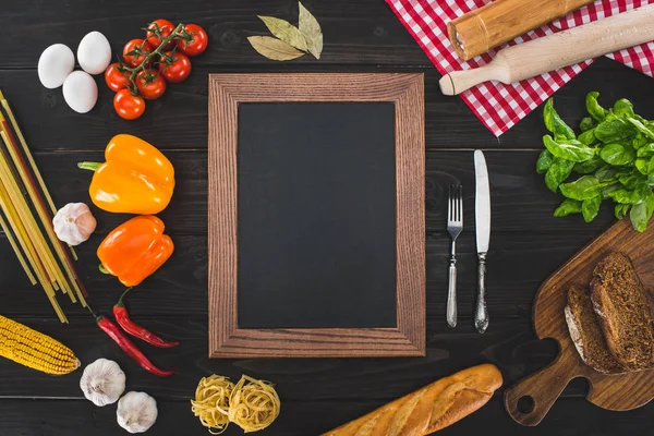 Ingredients and blank frame — Stock Photo
