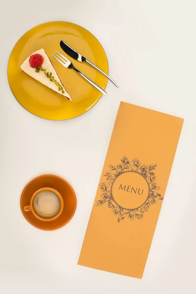 Menu com café e sobremesa — Fotografia de Stock