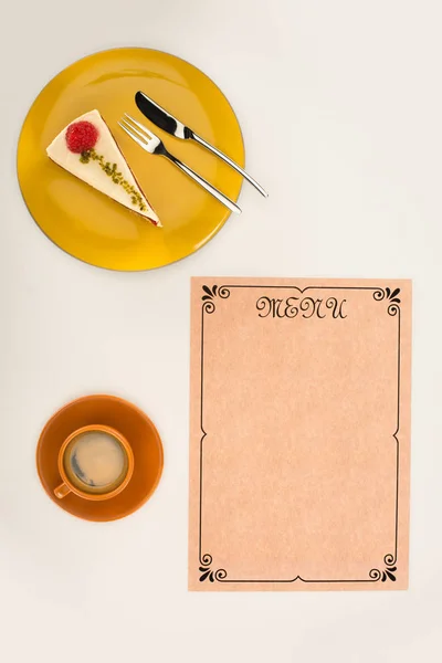 Menu avec café et dessert — Photo de stock