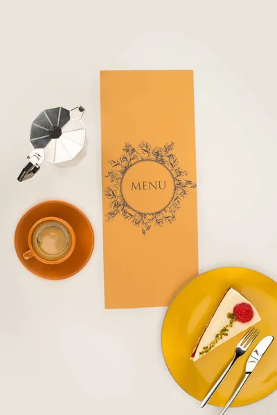 Menu avec café et dessert — Photo de stock