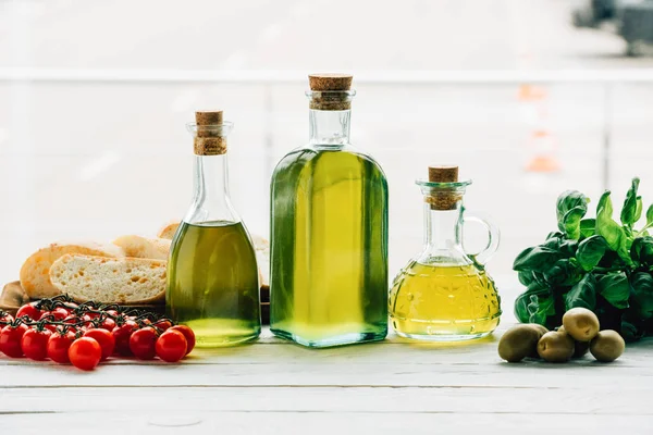 Olive oil bottles — Stock Photo